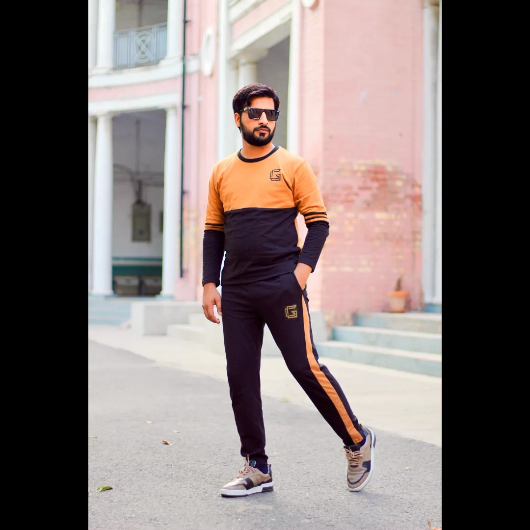 Leopard cotton tracksuit-brown/black