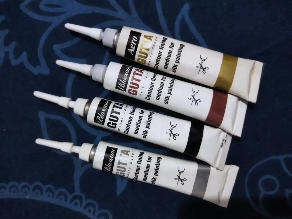Fabric Gutta for Outlining Silk Paints/Fabric Paints (Silver,Golden, Black, Copper) Pack Of 4