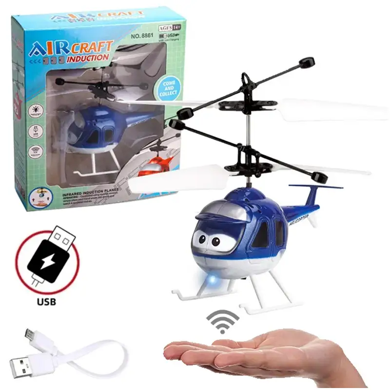 Hand Sensor Control Rechargeable Helicopter Toy For Kids - Lights Feature - Size Approx. 7 inches - Assorted Color