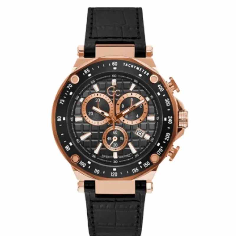 Gc Men's Spirit Sport Water Resistance Leather Chronograph Watch Y81004G2MF - 45 mm - Black
