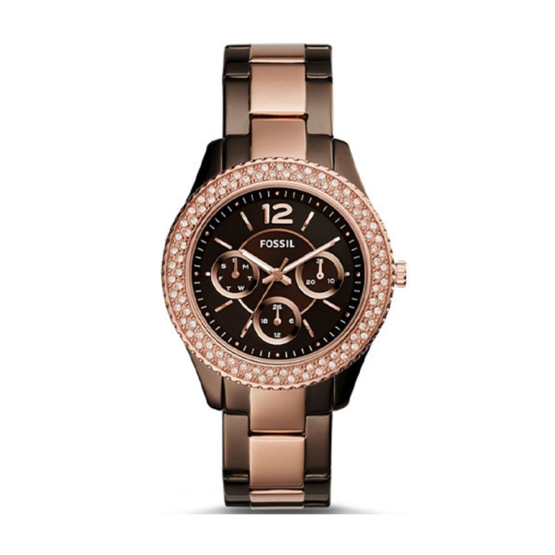 Fossil Two-tone Stainless Steel Brown Dial Watch For Ladies - ES4079