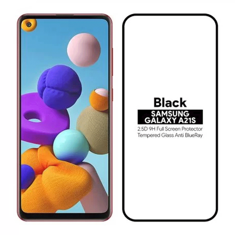 Mofi Samsung Galaxy A21s 2.5D 9H Full Screen Protector Tempered Glass Anti BlueRay-Black