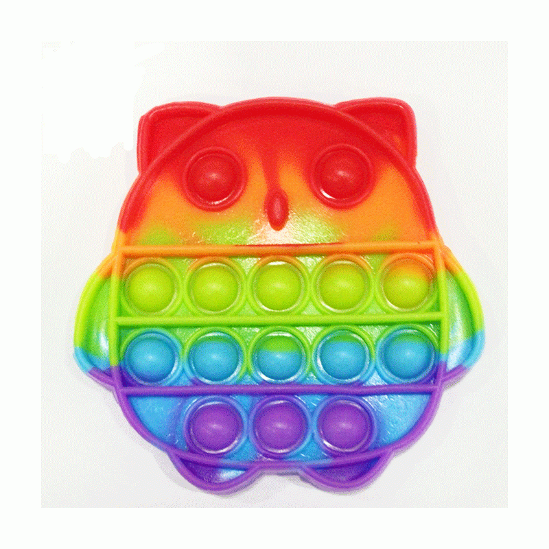 Push Pop Bubble Fidget Spinner Pop It Silicone Toy - 6 inches - New Rainbow Owl