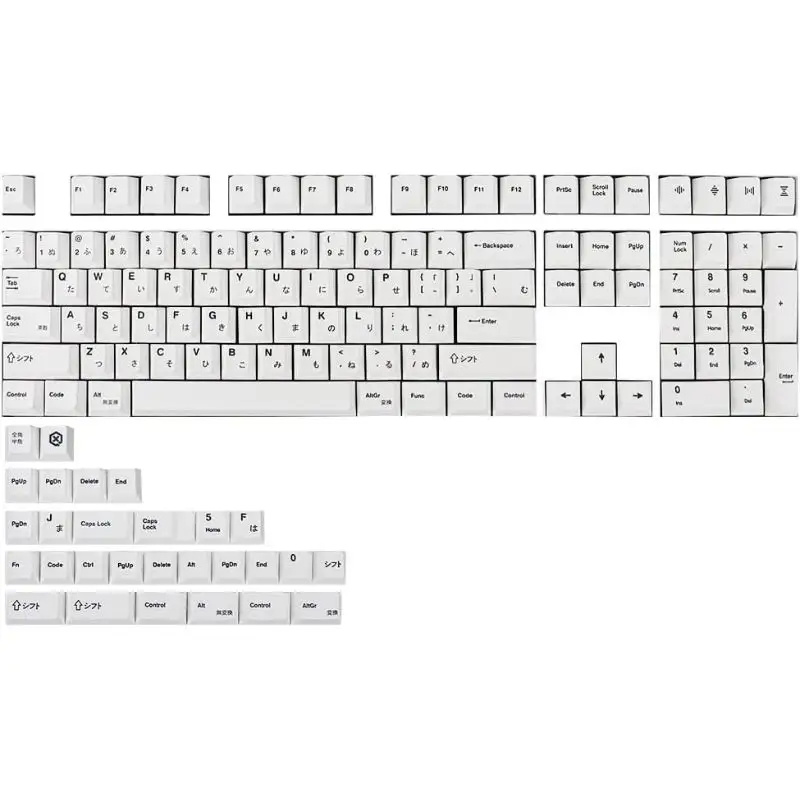 Gliging 135 Keys PBT Japanese Keycaps Cherry Profile DYE-Sub White Theme Minimalist Style Suitable for Mechanical Keyboard
