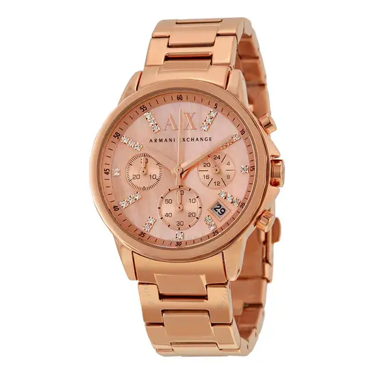Armani Exchange Chronograph Rose Mother of Pearl Dial Ladies Watch