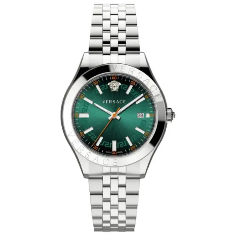 Versace VEVK01021 Men’s Quartz Swiss Made Silver Stainless Steel Green Dial 42mm Watch