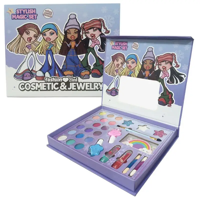 2 in 1 Fashion Girls Cosmetic and Jewellery Makeup Kit Set for Kids Girls