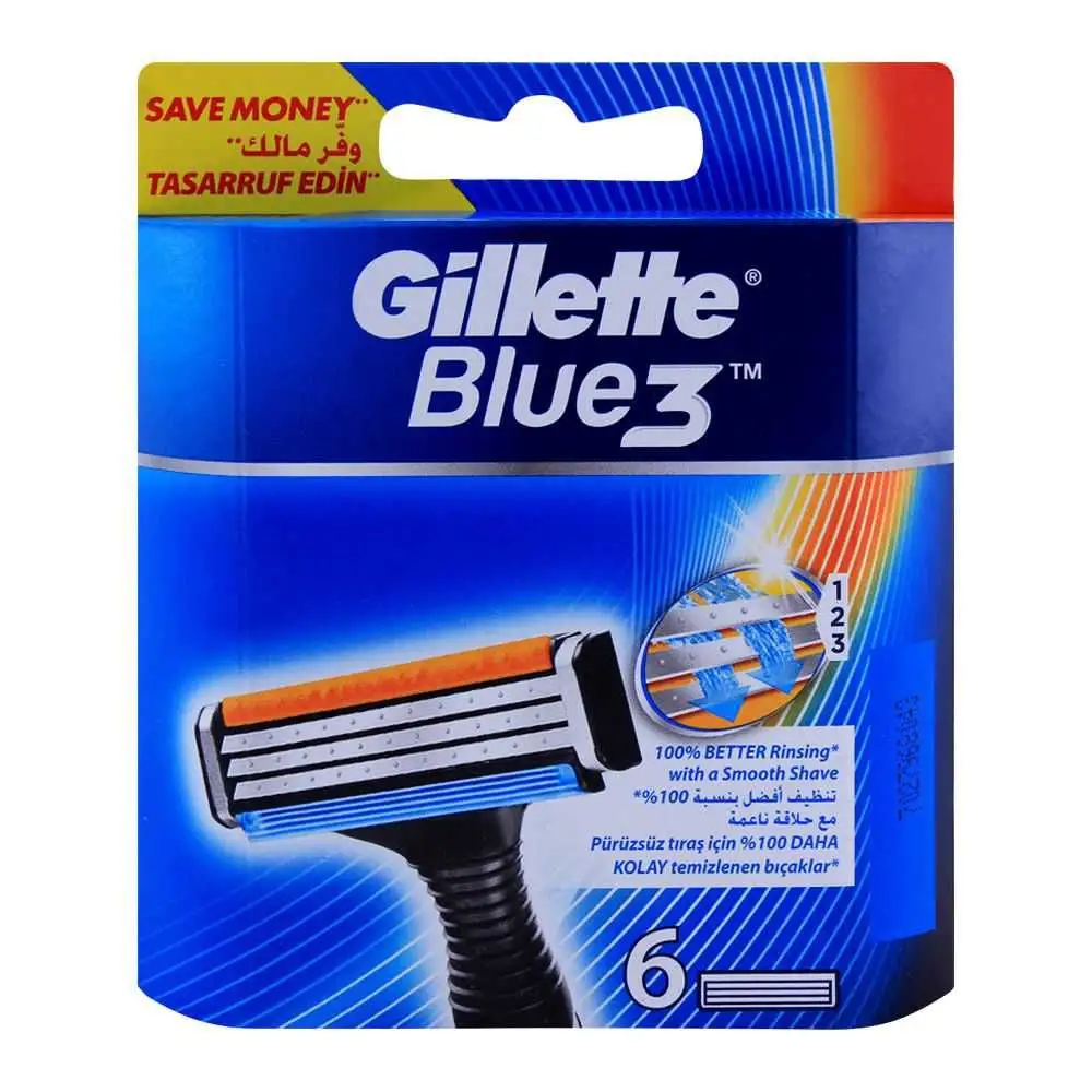 Gillette Blue 3, Blue III Cartridge Pack Of 6's Refills Original Poland