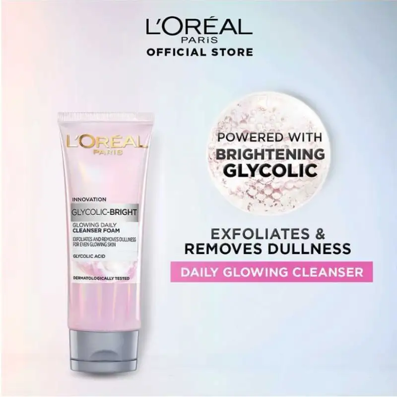 L’oreal Paris Glycolic-bright Glowing Daily Cleanser Foam, For Even Glowing Skin – 100ml