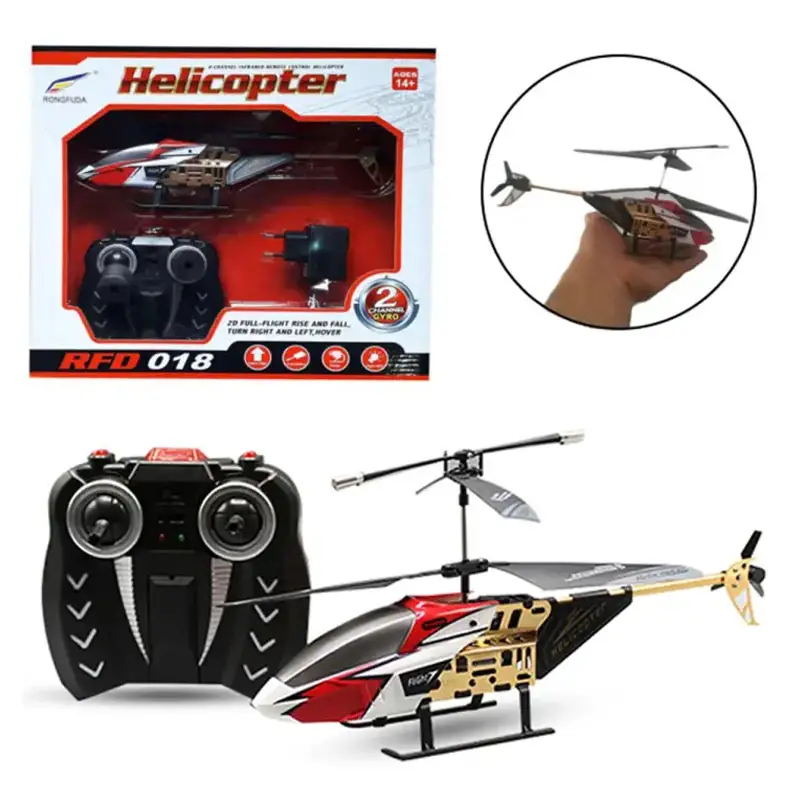 Remote Control Helicopter RFD-018 - 2 Channel Rechargeable Toy For Kids - Multi Color