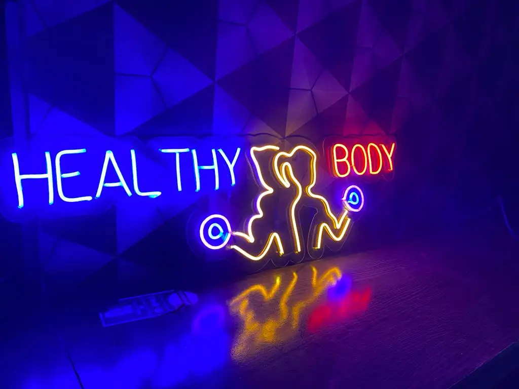 (GYM) NEON LIGHT SIGN  Healthy Body