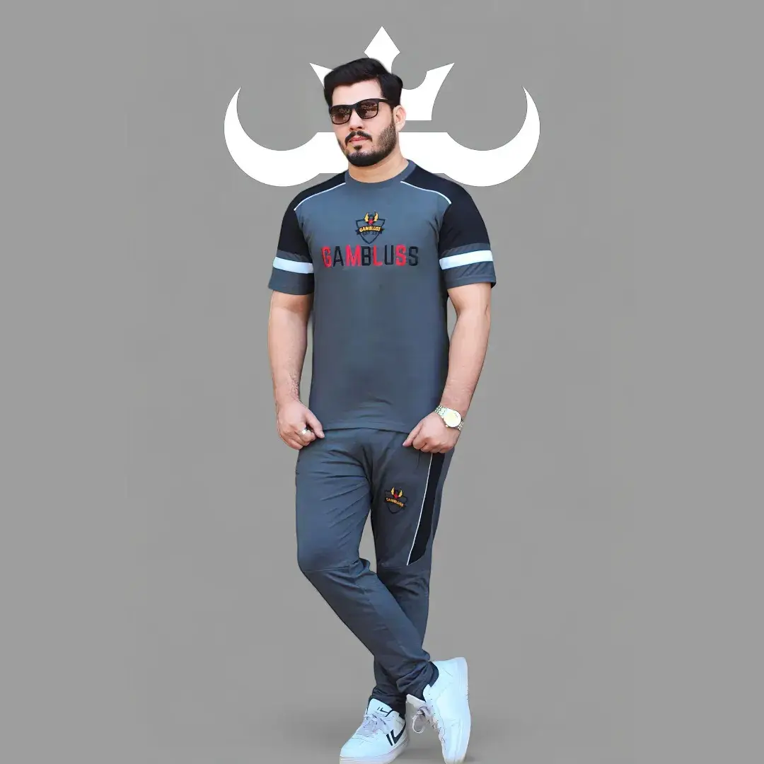 Gambluss comfortable streetwear embroidered Tracksuit – charcoal
