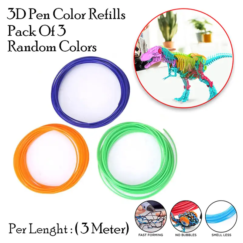 3D Printing Doodle Pen Color Refills - Pack of 3 - Random Colors - 3 Meter Length