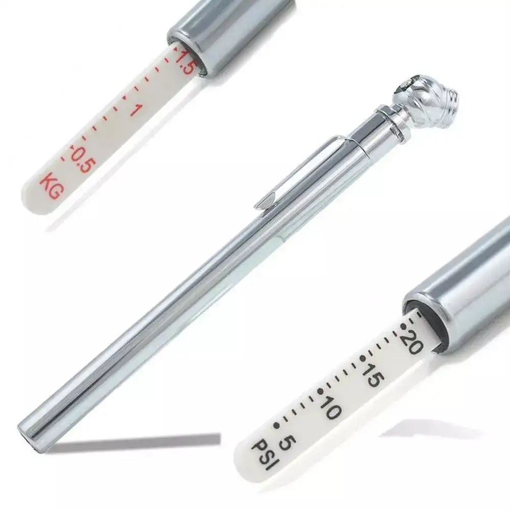 Tyre air pressure Test Meter Pen Shape Emergency Use Portable 5-50 PSI Pressure Gauge Durable Silver Car Styling