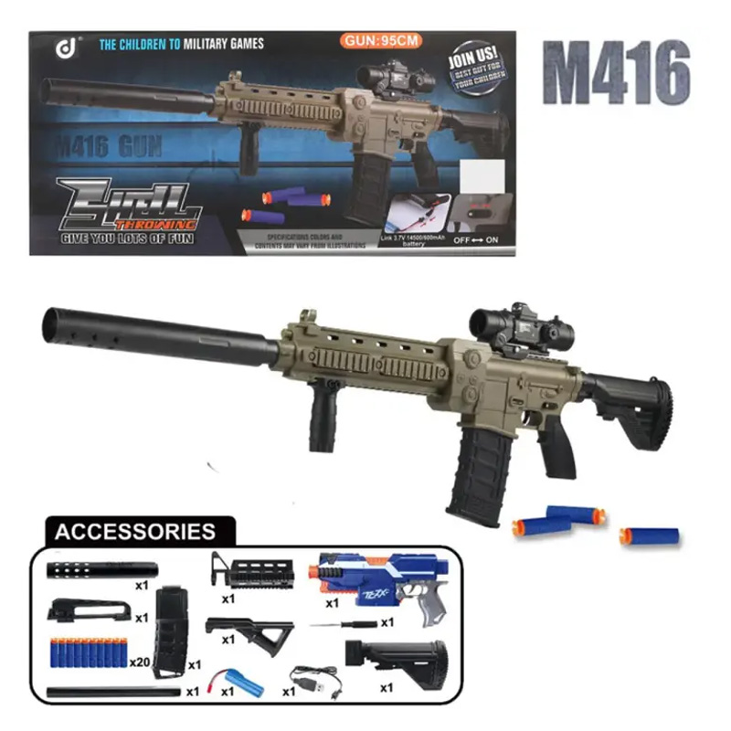 M416 Nerf Soft Darts Electric Toy Gun 95 cm - Multi Color