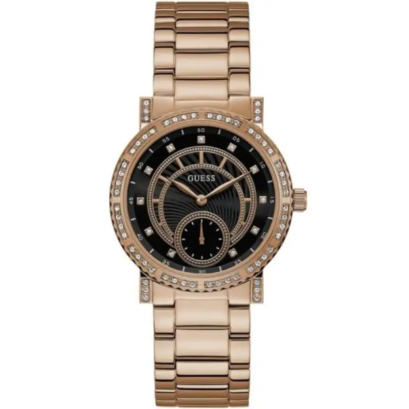 Guess Women’s Quartz Rose Gold Stainless Steel Black Dial 38mm Watch W1006L2