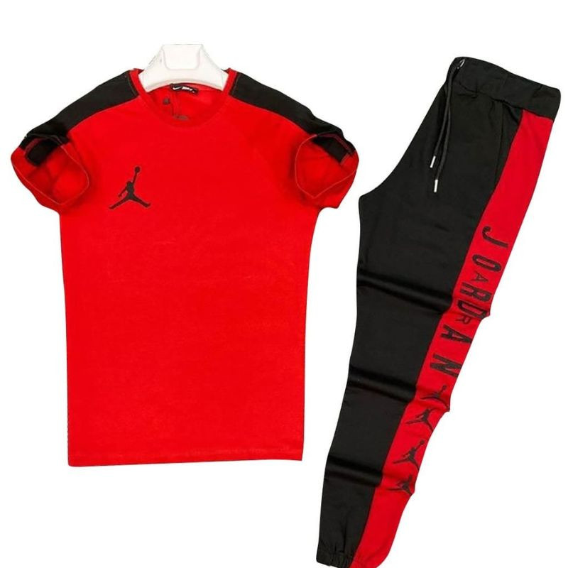 Red and black jordan printed tracksuits for men