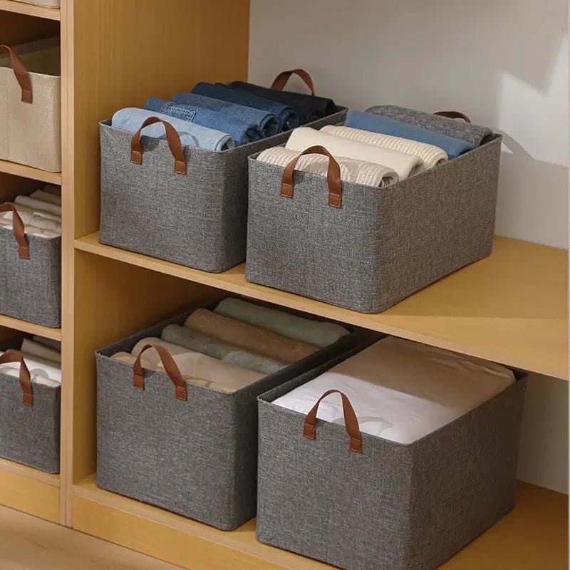 Foldable Grey Steel Rod Storage Box For Clothes