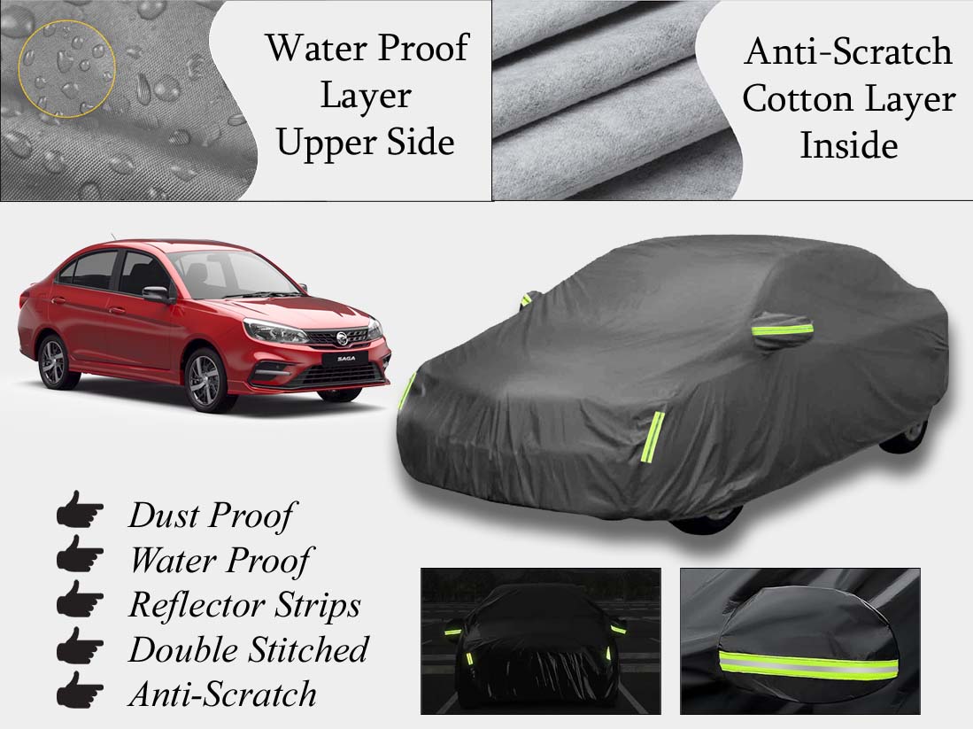 Proton Saga Top Cover | Grey | Anti-Scratch | Double Layer | Heat Proof | Water Proof