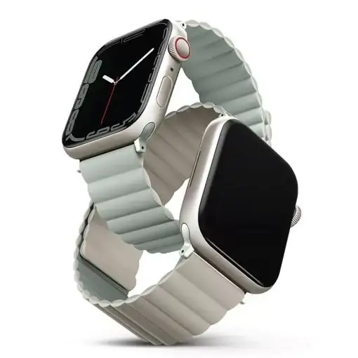 Uniq Revix Reversible Magnetic Apple Watch Strap for Series 1-8 SE/SE2 49/45/44/42MM – Sage (Beige)