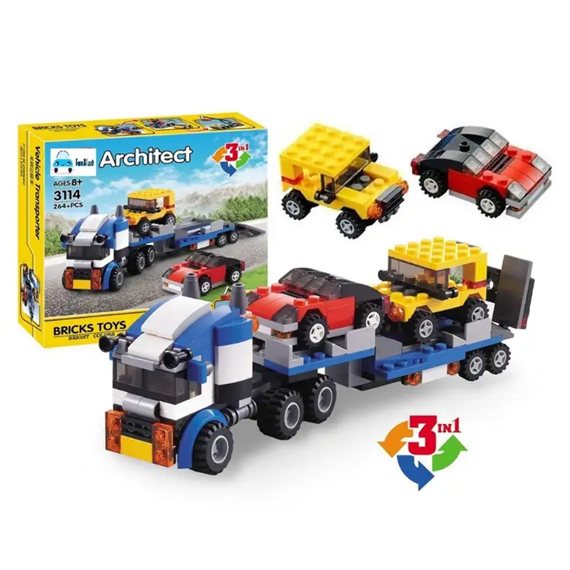 DIY 3 in 1 Building Blocks Bricks Construction Set Toys for Children (Vehicle Transporter) 264 Pcs