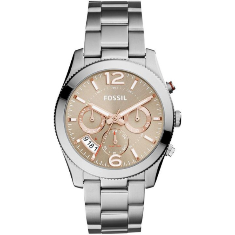 Fossil Perfect Boyfriend Silver Stainless Steel Taupe Dial Chronograph Quartz Watch for Ladies – ES4146