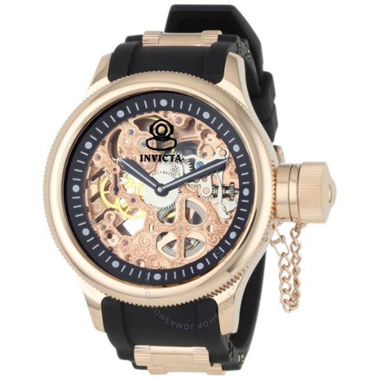 Invicta Russian Diver Mechanical Black Skeleton Dial Men's Watch