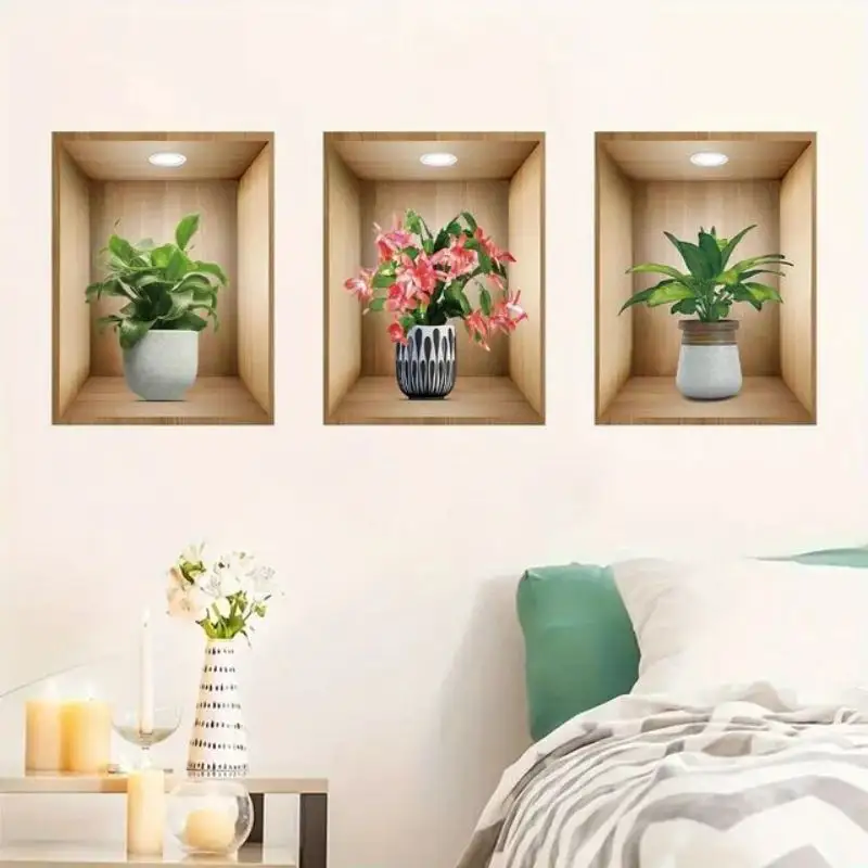 Set of 3 Pcs 3D Wall Paper Stickers Sheet