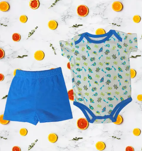 Baby Short Sets with rompers rocket  print  age ( 6to9 months )