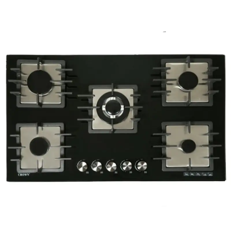 Crown Cr-1G  5 Burner Built-In Hob Tempered Glass Body With Official Warranty