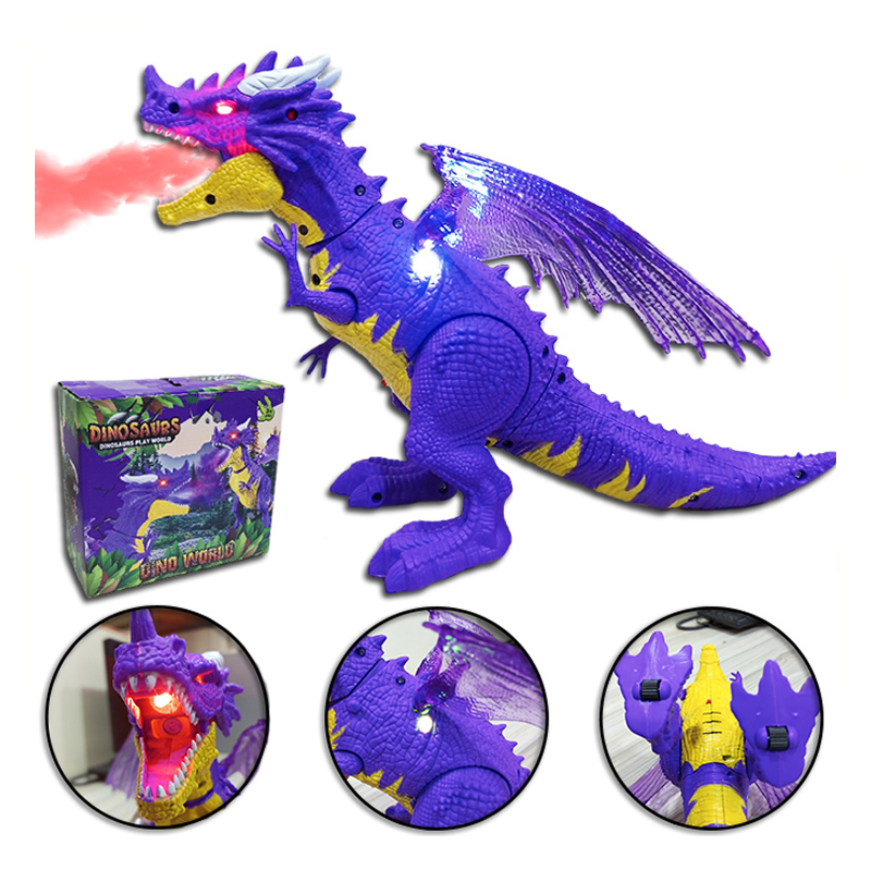 Smoke Dragon Toy With Lights &amp; Sound - Movable Neck and Tyre - Operated Battery