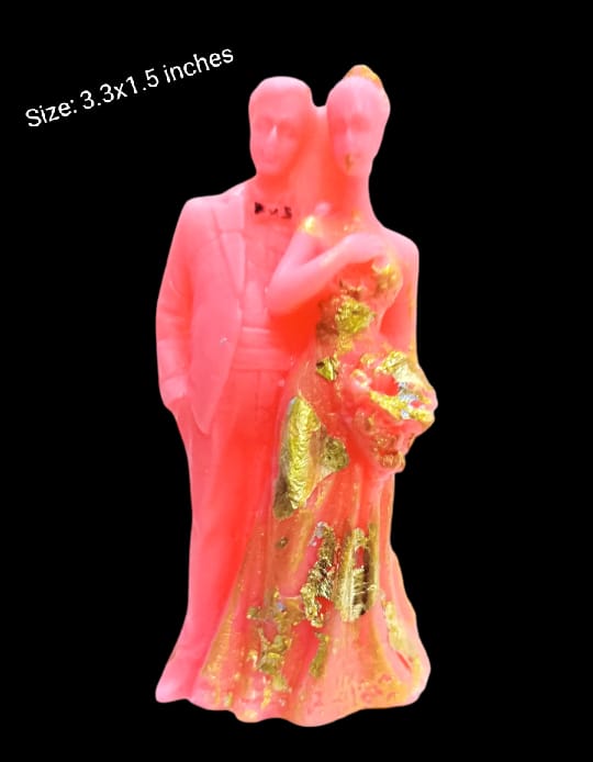CANDLES CITY -- PINK COLOUR WEDDING ANNIVERSARY MINI CANDLE WITH GOLDEN TOUCH (01 Pc)