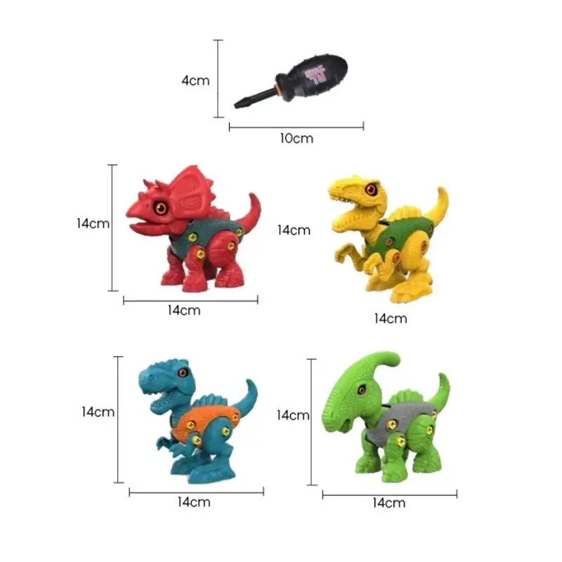 Dinos Assembly Series – 4 Pcs Dinosaur Assemble Play With Plastic Screw Driver