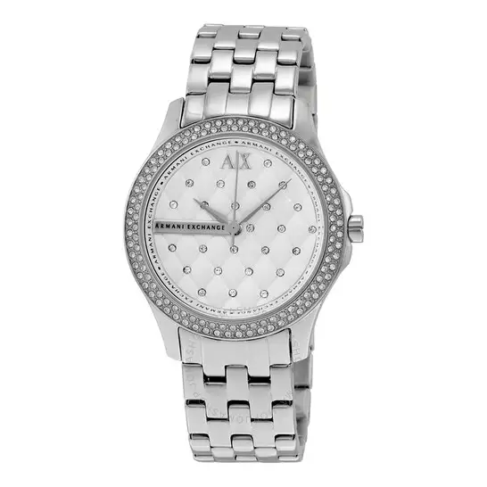 Armani Exchange Lady Hamilton Silver Quilted Dial Ladies Watch