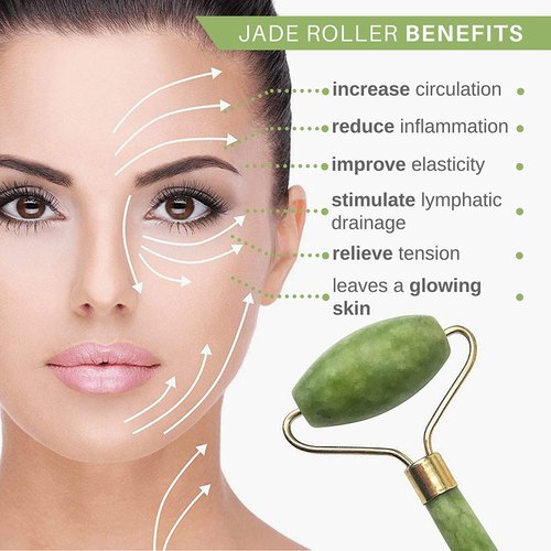 Jade Roller & Gua Sha Set Facial Beauty Tools, Face Roller Skin Massager for Face, Neck and Eye Treatment Facial Roller for Skin Care Routine