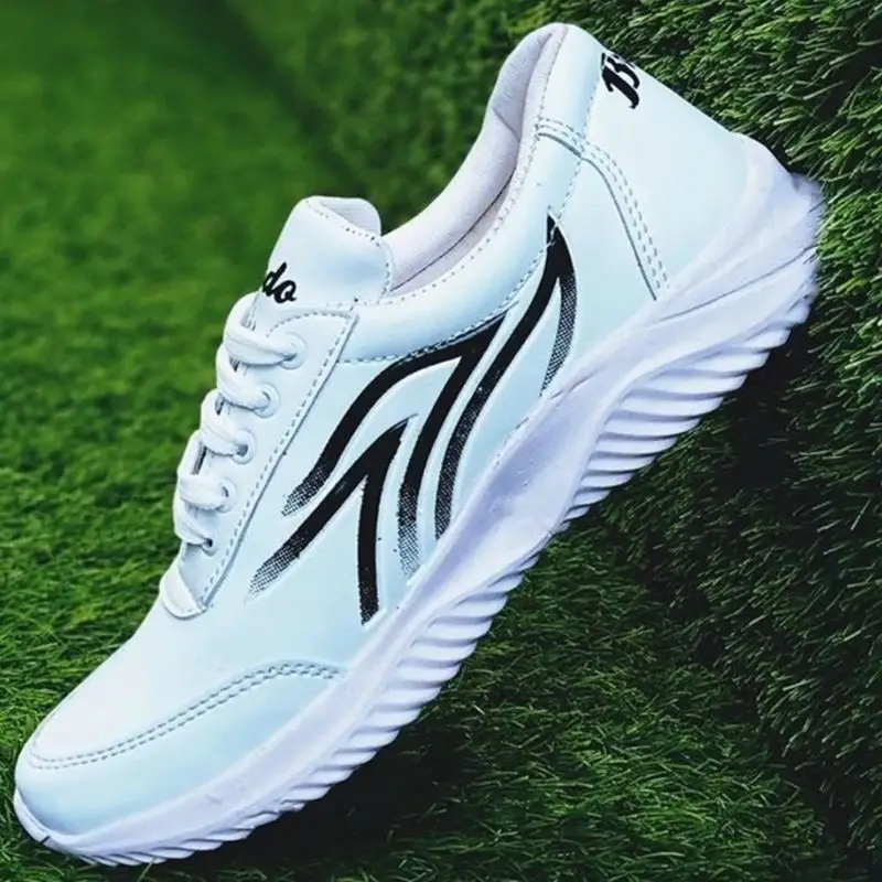 Jaf Spot Running Sneakers- white with black lines