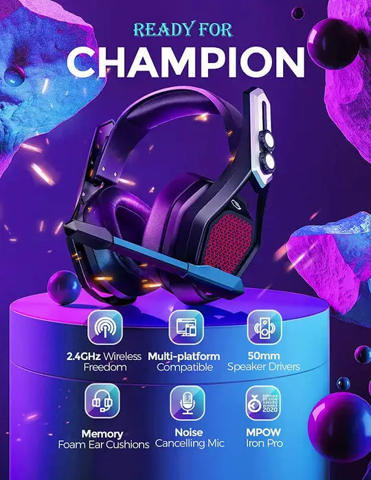 Mpow Wireless Headphone 2.4g usb Dongle gaming headphone model BH470A