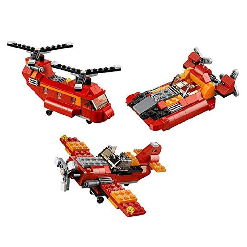 Decool Architect Creator - 3 in 1 - Red Rotors Helicopter Building Blocks Set - 3107