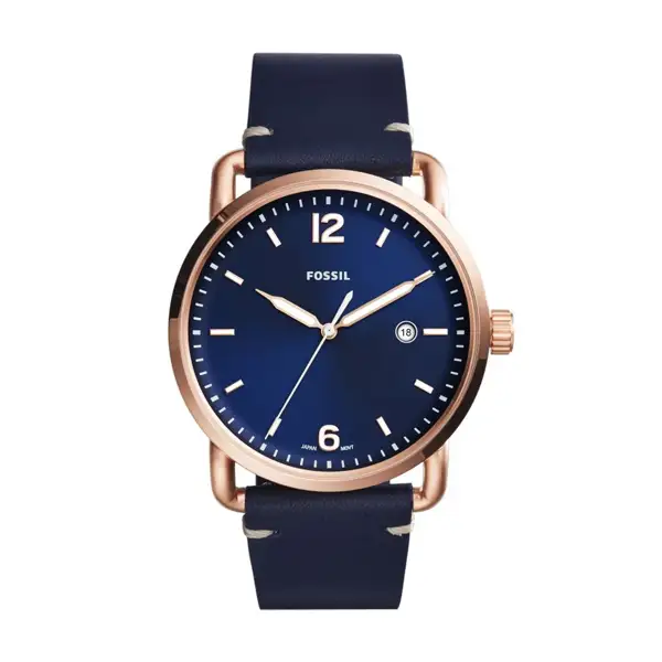 Fossil Blue Leather Strap Blue Dial Watch For Gents - FS5274