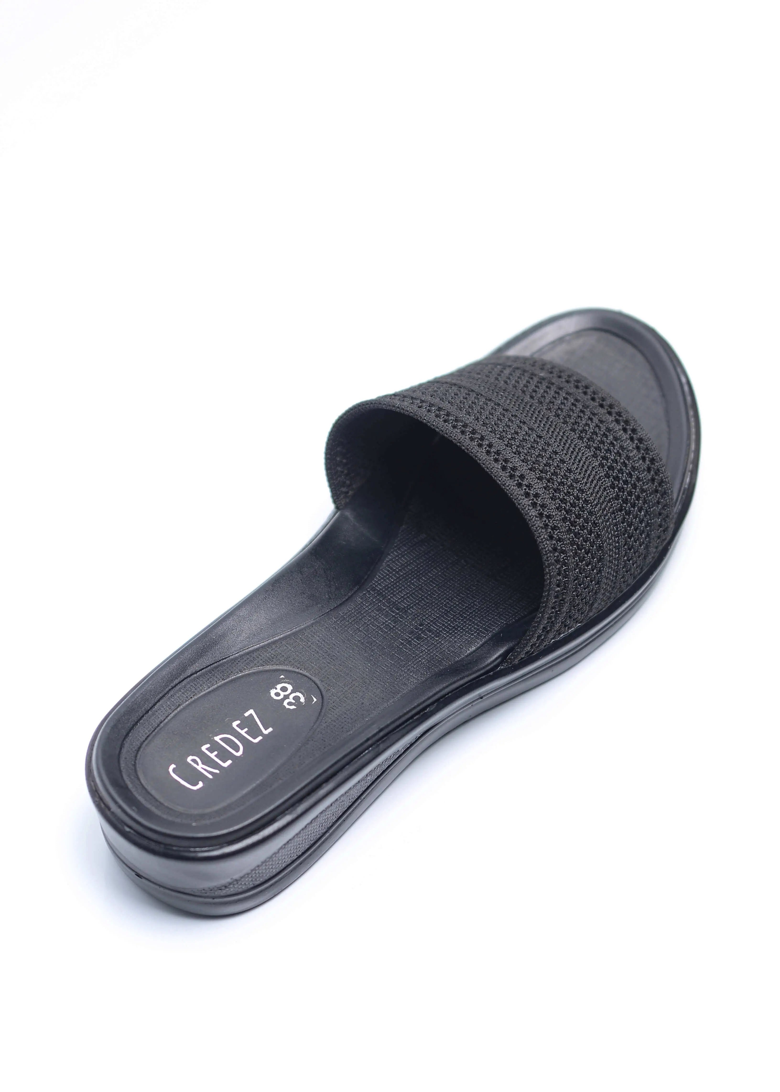 Credez Black Medicated Flat Slipper For Women PU-051- Black