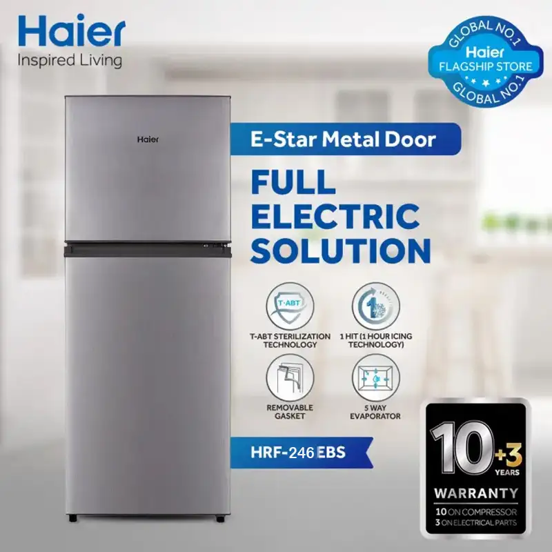 Haier HRF-276 EBS/EBD E-Star Refrigerator 10 Cubic Feet With Official Warranty.
