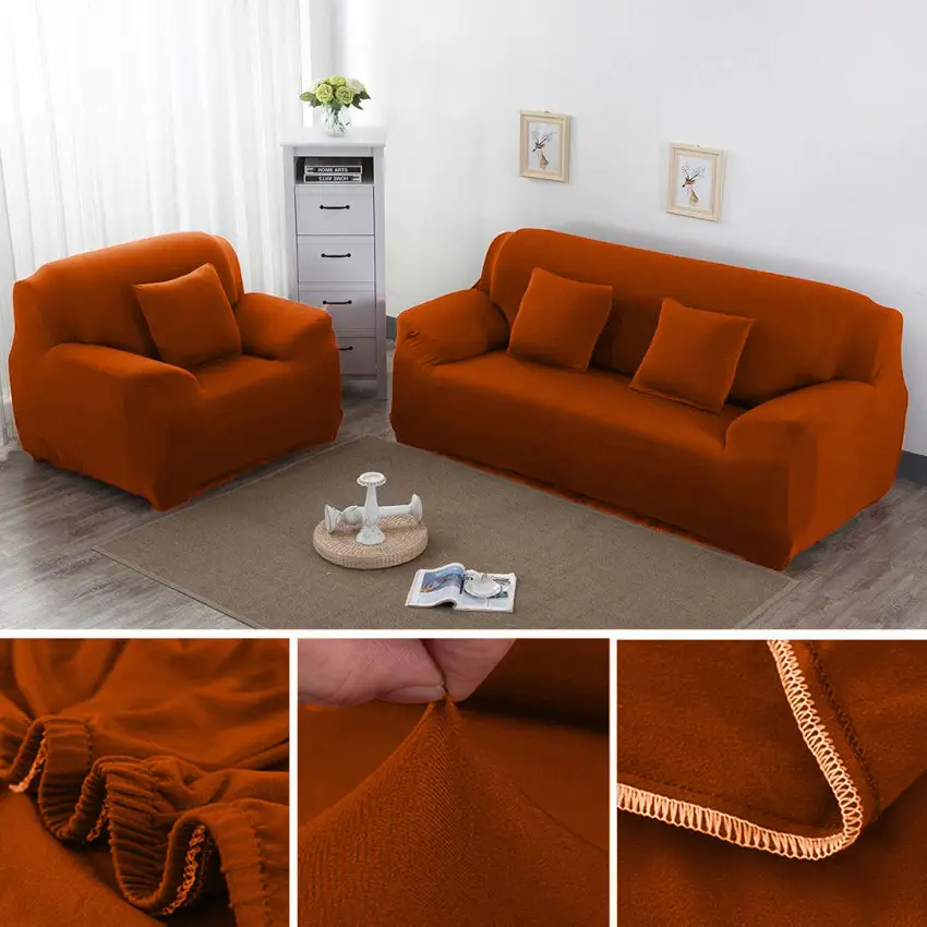 Mustard Sofa Cover 7 Seater (3+2+1+1) | Stretchable 7 Seater Sofa Covers Set | Elastic Fitted Solid Color Jersey Cover Jumbo Size | Comfortable Couch Cover | Narmo Gudaz