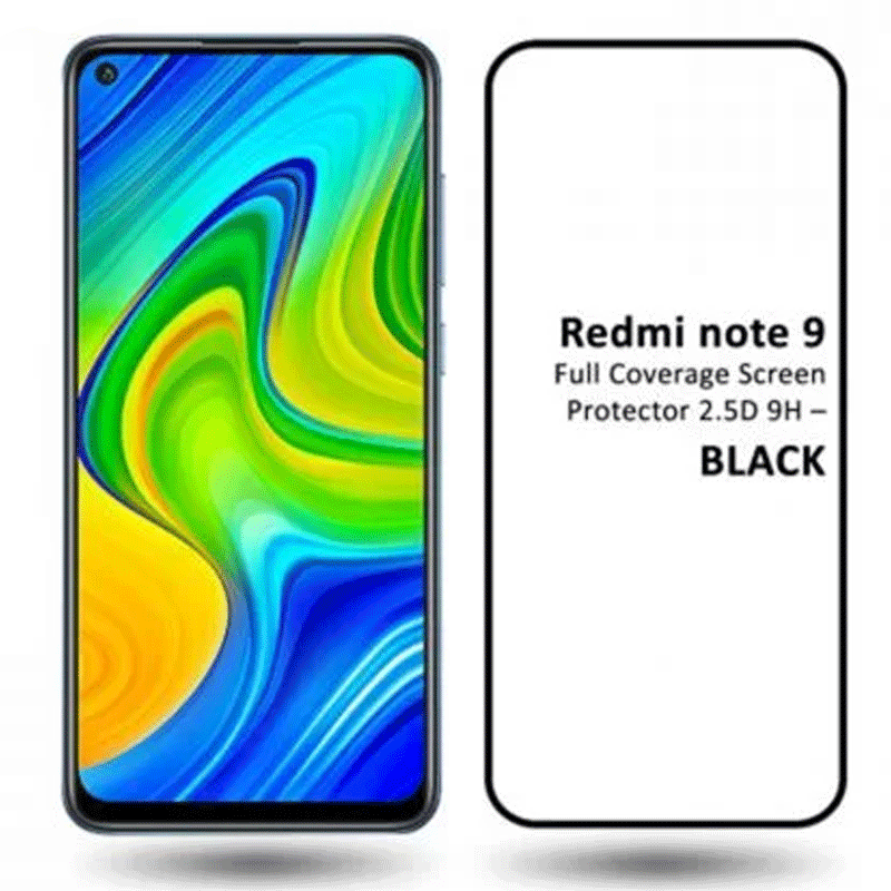Mofi Premium Tempered Glass for Redmi Note 9 Full Coverage Screen Protector 2.5D 9H–Black