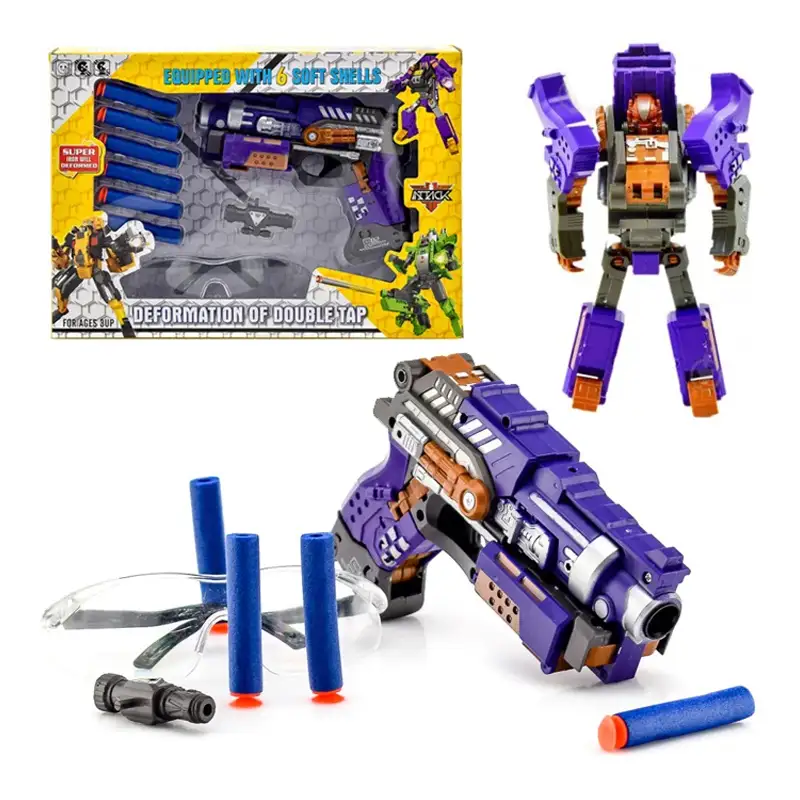 2 in 1 Transformer Action Figure Convertible Soft Dart Toy Gun Multicolor