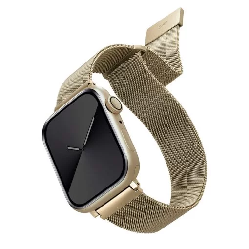 Uniq Dante Apple Watch Series 1-8 SE/SE2 Mesh Steel Strap 49/45/44/42MM – Caramel Gold
