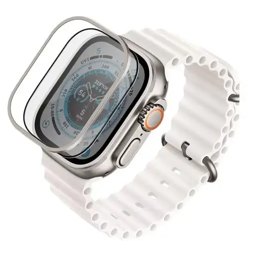 Uniq Optix Duo Pro Ultra Anti-Reflective Glass Protector with Stainless Steel Bezel for Apple Watch Ultra