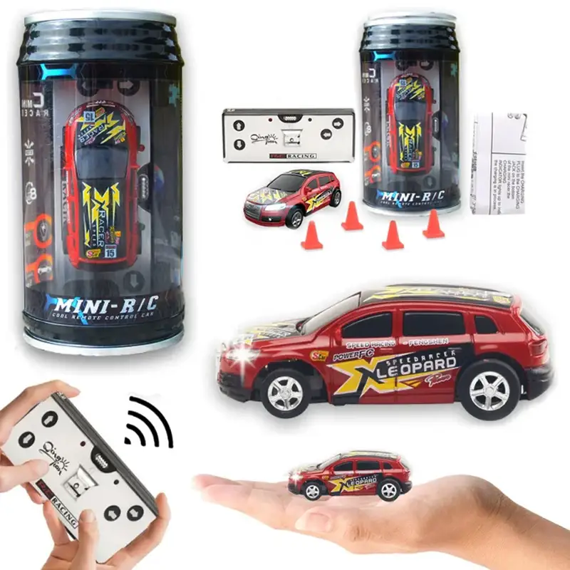 Mini Remote Control Soda Can Car 4 Channel With Front And Back Lights - 2.4GHz - Car Size Approx. 8cm