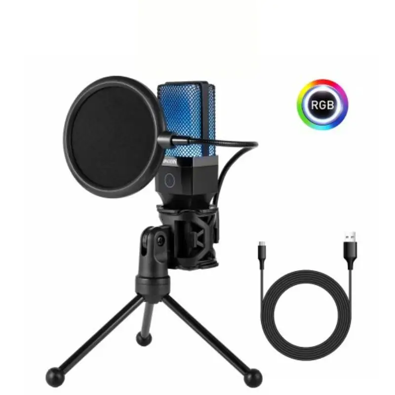 Redragon GM212 Adne Streaming Microphone RGB with Pop Filter, Type-C Connection