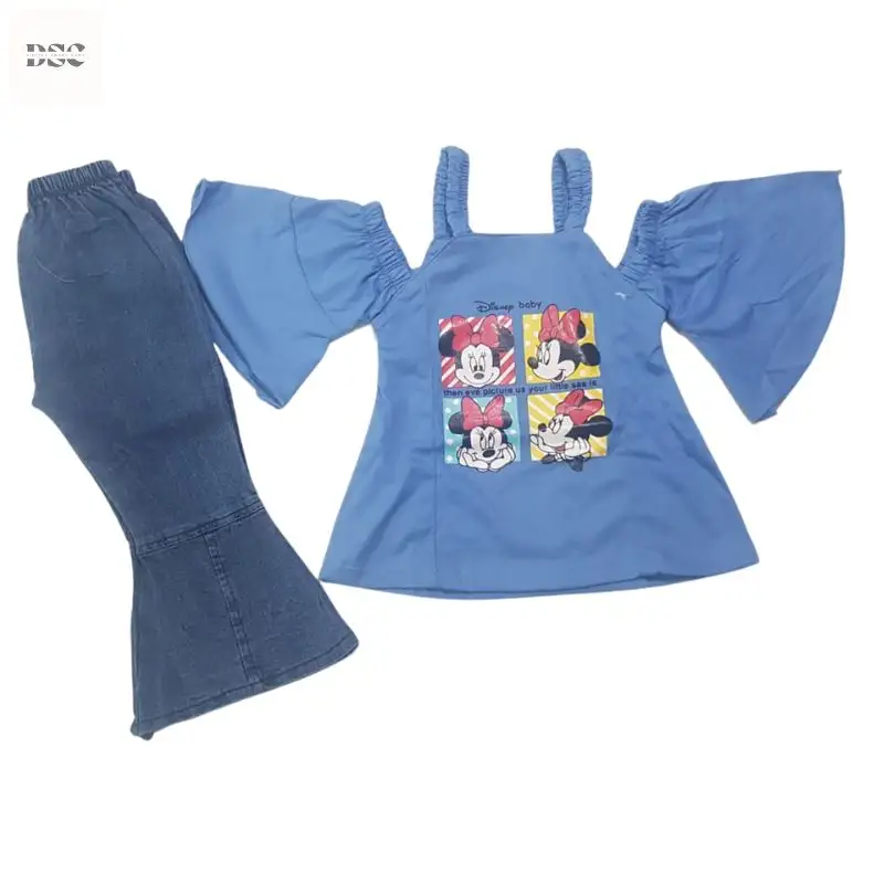 Girls' Stylish printed T-Shirt and Jeans Collection: Sizes S, M, L, by Digital smart cart