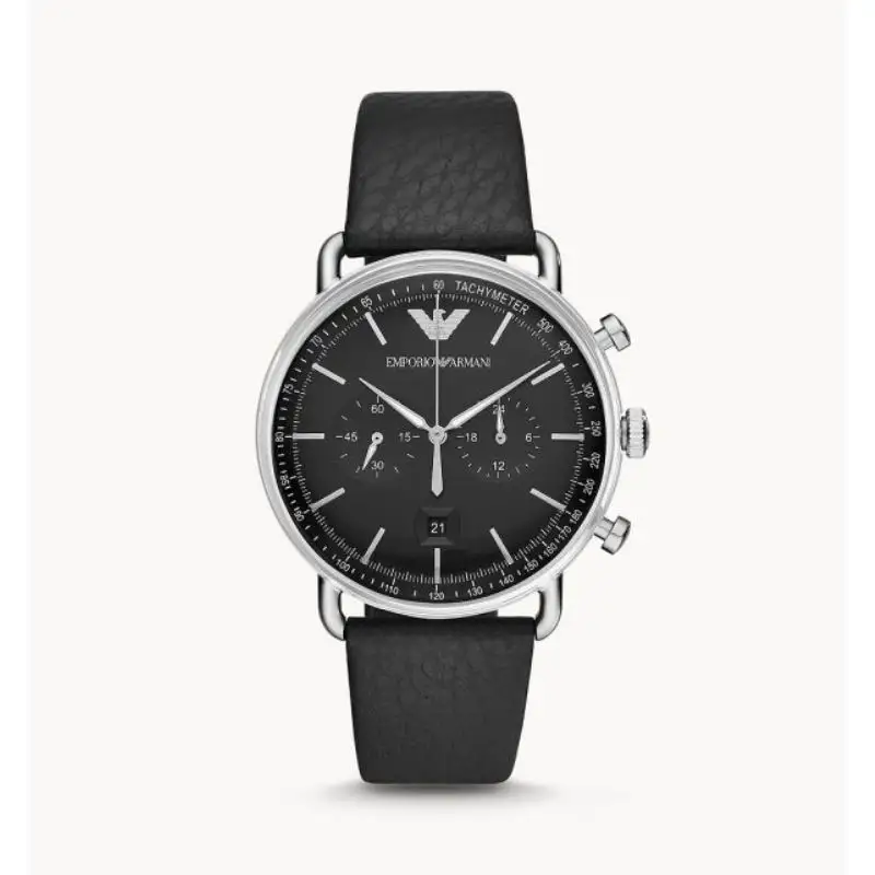 Emporio Armani Men’s Chronograph Quartz Leather Strap Black Dial 43mm Watch AR11143